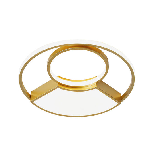 Modern Geometric Acrylic Flush Mount Led Ceiling Light Gold Finish In Warm/White 18’/22’ Width