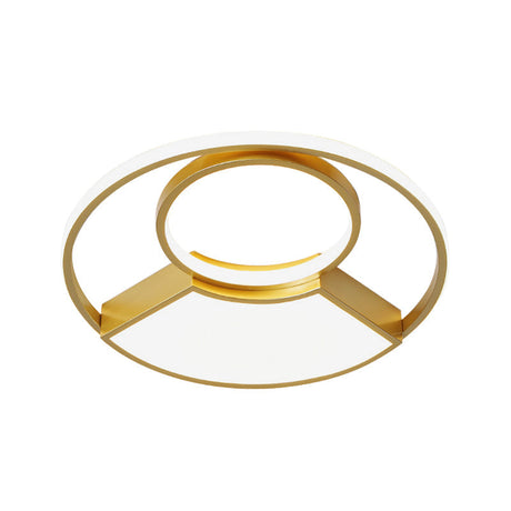 Modern Geometric Acrylic Flush Mount Led Ceiling Light Gold Finish In Warm/White 18/22 Width