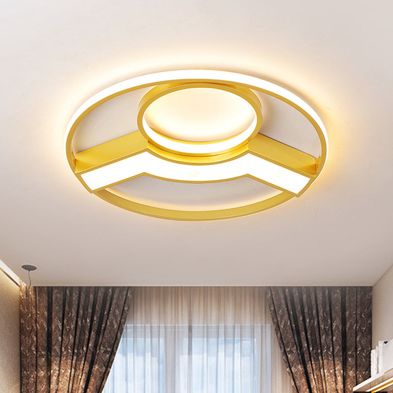 Golden Hoop Led Ceiling Light - Modern Creative Acrylic Flush Mount Warm/White Light