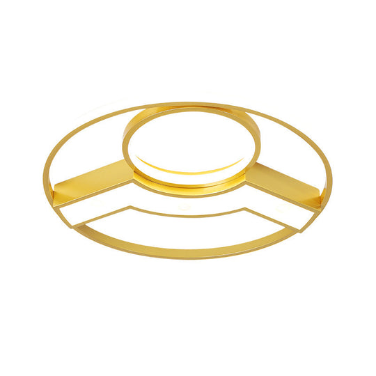 Golden Hoop Led Ceiling Light - Modern Creative Acrylic Flush Mount Warm/White Light