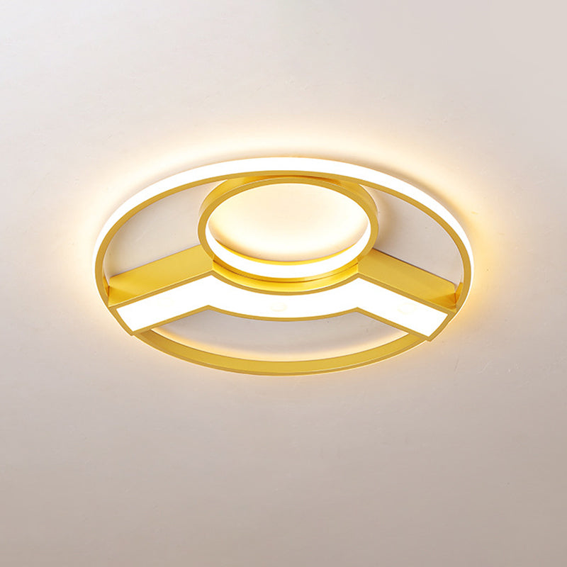 Golden Hoop Led Ceiling Light - Modern Creative Acrylic Flush Mount Warm/White Light