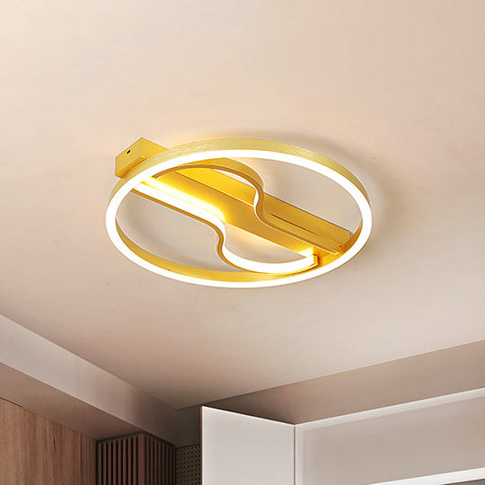 Modern Swirl Led Ceiling Lamp In Gold - 16’/19.5’ With Warm/White Light For Bedroom