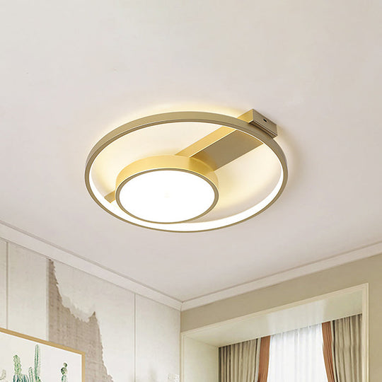Modern Golden Flush Ceiling Light - 18’/22’ Wide Led Flushmount With Warm/White Gold / 18’ Warm