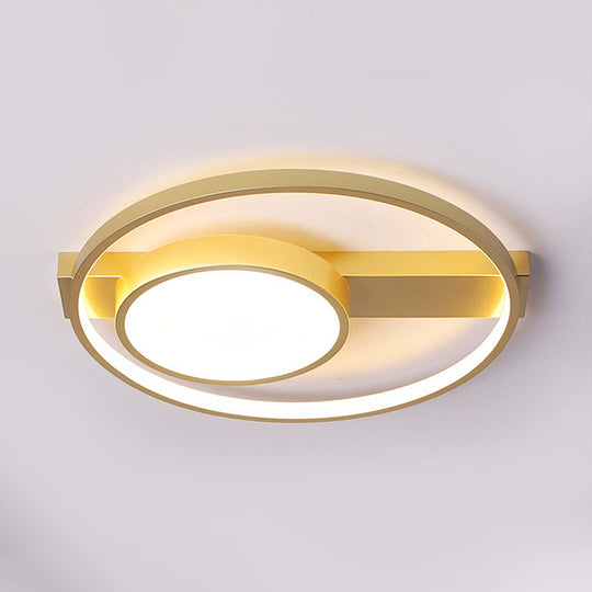 Modern Golden Flush Ceiling Light - 18’/22’ Wide Led Flushmount With Warm/White