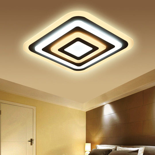 Nordic Style Square Acrylic Ceiling Lamp - 4 - Layer Design With 19.5’/35.5’ W Led Flush Light