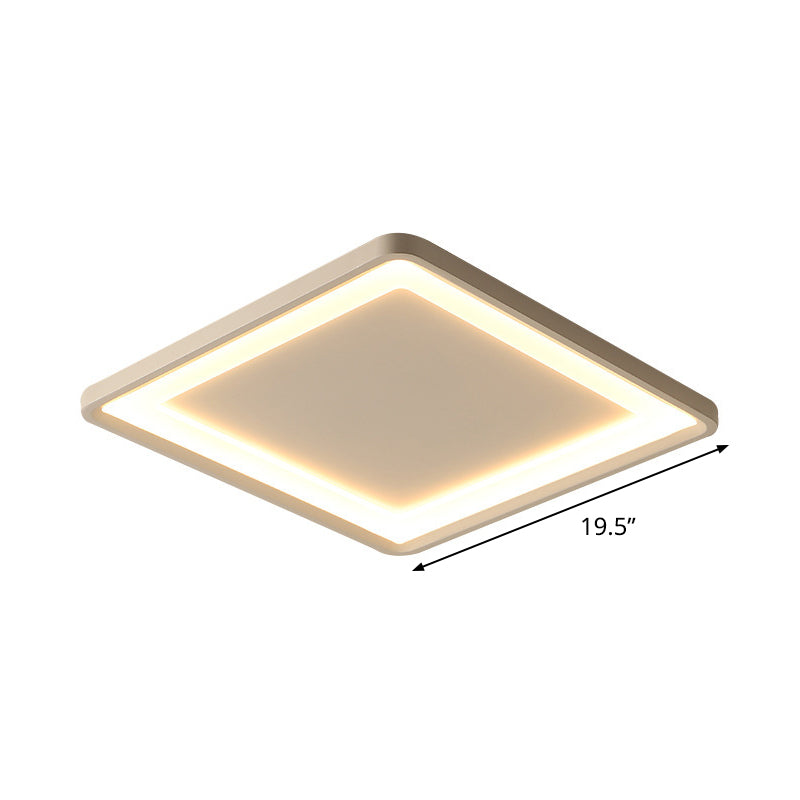 Super Thin Square Aluminum Led Flush Light - 16’/19.5’ Simplicity White Ceiling Mount Fixture