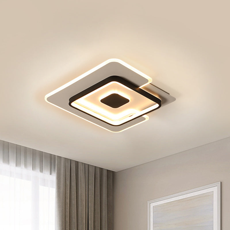 Modern 2 - Layer Led Ceiling Light In Black And White Sizes 18’/21.5’ For Bedroom Flushmount