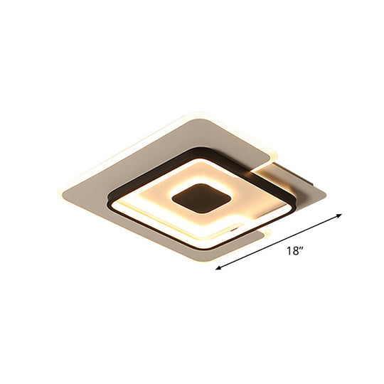 Modern 2-Layer Led Ceiling Light In Black And White Sizes 18/21.5 For Bedroom Flushmount