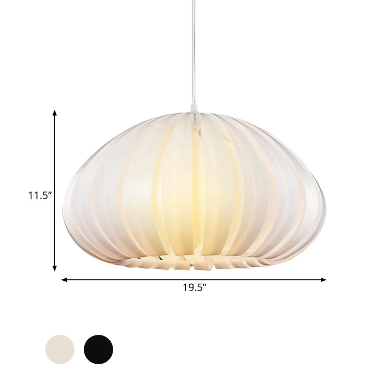 Sleek Squash Suspension Light: Acrylic Single Ceiling Pendant For Dining Table White/Black With