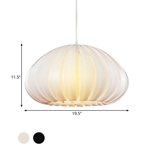 Sleek Squash Suspension Light: Acrylic Single Ceiling Pendant For Dining Table White/Black With