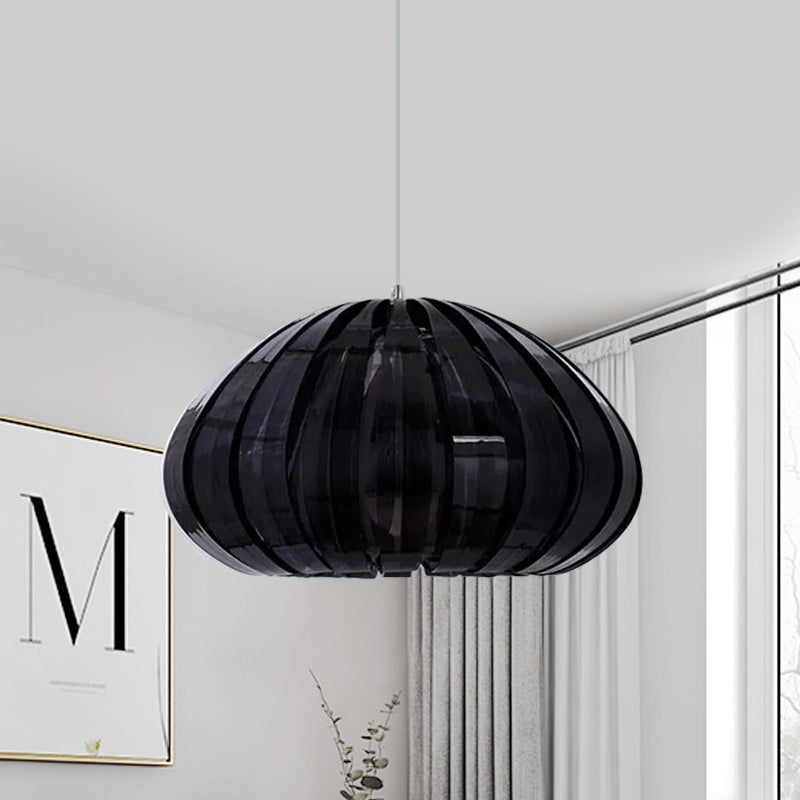 Sleek Squash Suspension Light: Acrylic Single Ceiling Pendant For Dining Table White/Black With