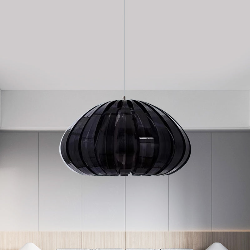 Sleek Squash Suspension Light: Acrylic Single Ceiling Pendant For Dining Table White/Black With