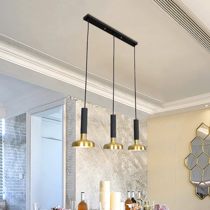 Modern Torch Multi-Pendant Metal Kitchen Bar Light - 3-Light Suspension In White/Black-Gold