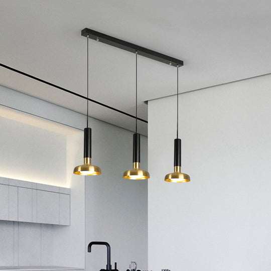 Modern Torch Multi-Pendant Metal Kitchen Bar Light - 3-Light Suspension In White/Black-Gold