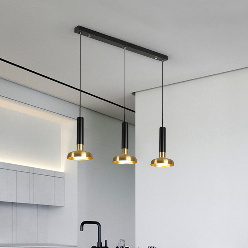 Mid Century 3-Light Torch Multi-Pendant Metal Kitchen Bar Suspension Light - White/Black-Gold