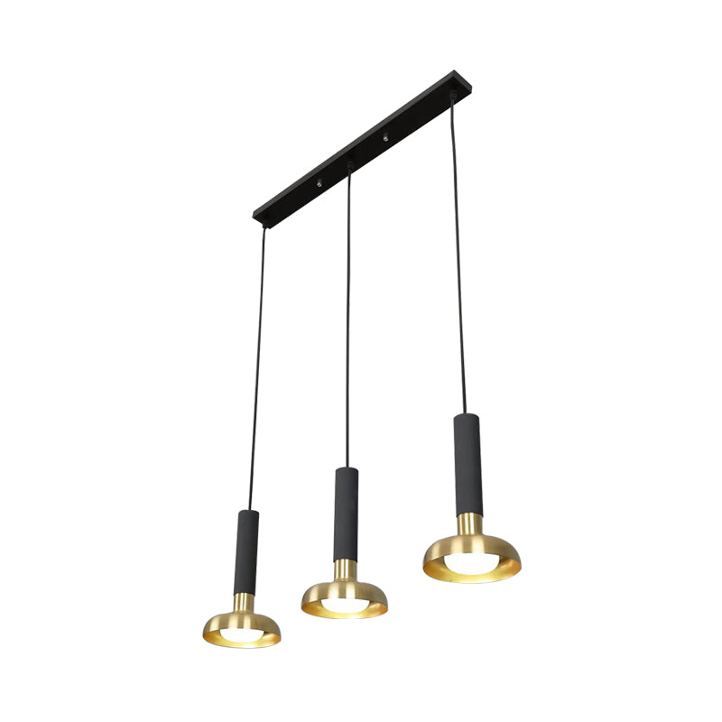 Modern Torch Multi-Pendant Metal Kitchen Bar Light - 3-Light Suspension In White/Black-Gold