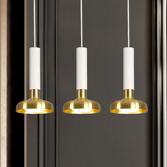 Mid Century 3-Light Torch Multi-Pendant Metal Kitchen Bar Suspension Light - White/Black-Gold