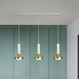 Mid Century 3-Light Torch Multi-Pendant Metal Kitchen Bar Suspension Light - White/Black-Gold