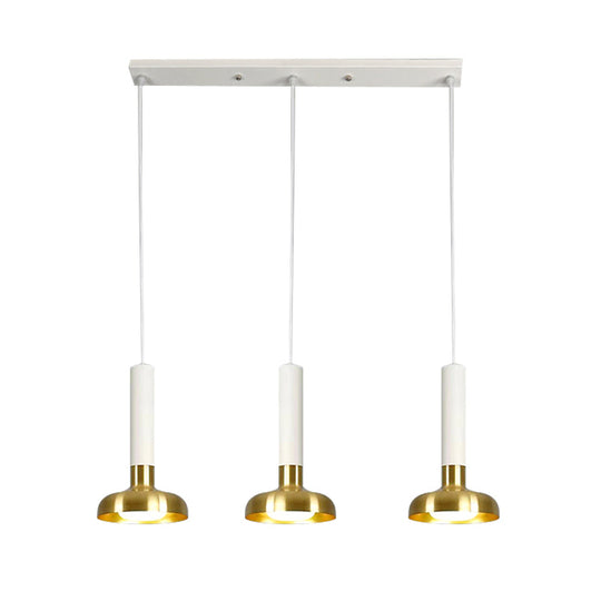 Mid Century 3-Light Torch Multi-Pendant Metal Kitchen Bar Suspension Light - White/Black-Gold