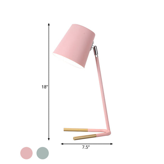 Athena - Pink/Green Tapered Nightstand Light Macaron 1 Head Iron Table Lighting With Swivelable