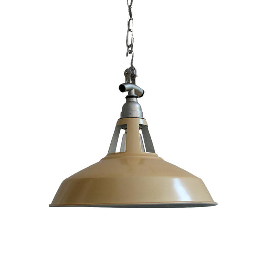 Industrial Iron Hanging Lamp - Pot-Lid Dining Table Pendant Light With 1 Head In White/Green