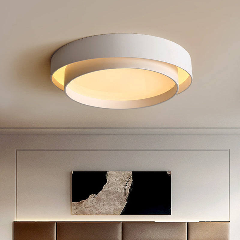 Simple Led Flush Mount Acrylic White/Black Circle Ceiling Light Fixture – 16’/19.5’ Wide