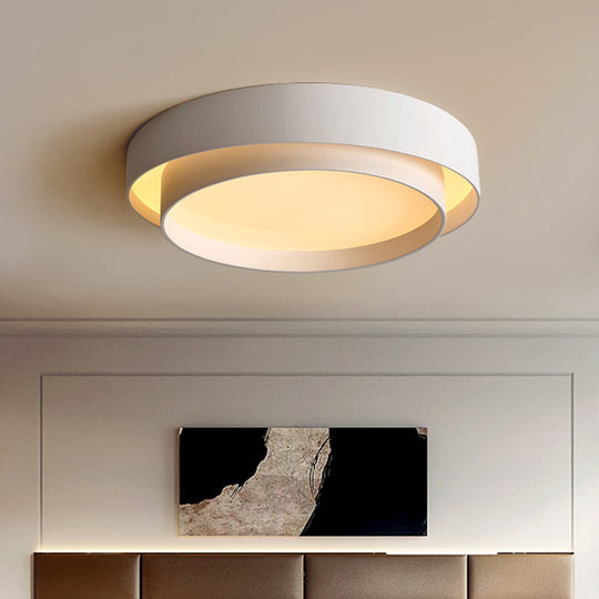 Simple Led Flush Mount Acrylic White/Black Circle Ceiling Light Fixture – 16’/19.5’ Wide