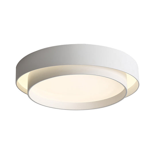 Simple Led Flush Mount Acrylic White/Black Circle Ceiling Light Fixture – 16’/19.5’ Wide