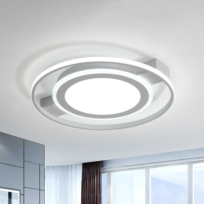 Minimalist White Acrylic Flush Mount Ceiling Lamp - 18’/21.5’ Wide Led Light Fixture With