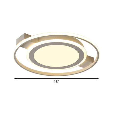 Minimalist White Acrylic Flush Mount Ceiling Lamp - 18/21.5 Wide Led Light Fixture With Warm/White
