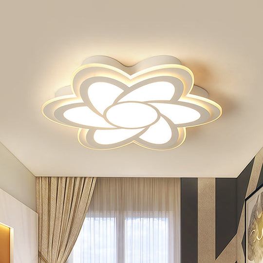 16.5’/20.5’ Flower Led Ceiling Lamp - Modernist Acrylic White Flush Mount For Office Lighting