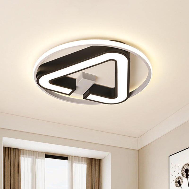 Minimalist Black Triangle Led Flush Light With Halo Ring For Close To Ceiling - 19/22 Wide