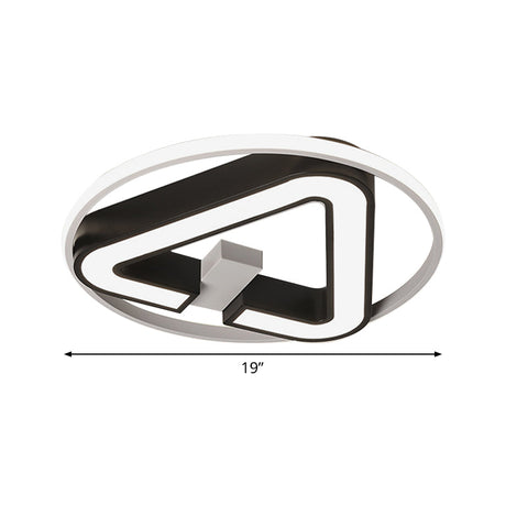 Minimalist Black Triangle Led Flush Light With Halo Ring For Close To Ceiling - 19/22 Wide