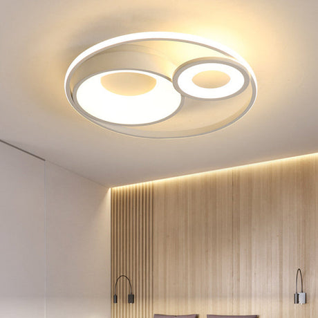 Metallic Nordic Led Flush Mount Ceiling Light - 3 Circles 16/19.5 Wide Warm/White (Black/White)