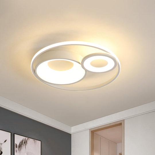 Metallic Nordic Led Flush Mount Ceiling Light - 3 Circles 16’/19.5’ Wide Warm/White