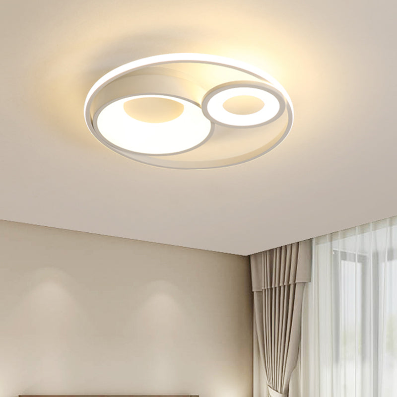 Metallic Nordic Led Flush Mount Ceiling Light - 3 Circles 16’/19.5’ Wide Warm/White (Black/White)