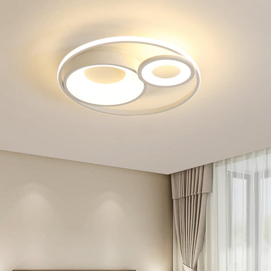 Metallic Nordic Led Flush Mount Ceiling Light - 3 Circles 16’/19.5’ Wide Warm/White (Black/White)