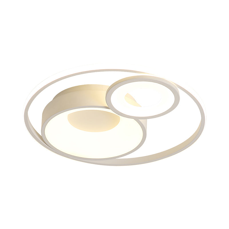 Metallic Nordic Led Flush Mount Ceiling Light - 3 Circles 16’/19.5’ Wide Warm/White (Black/White)