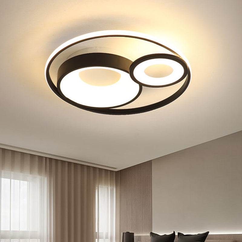 Metallic Nordic Led Flush Mount Ceiling Light - 3 Circles 16’/19.5’ Wide Warm/White (Black/White)