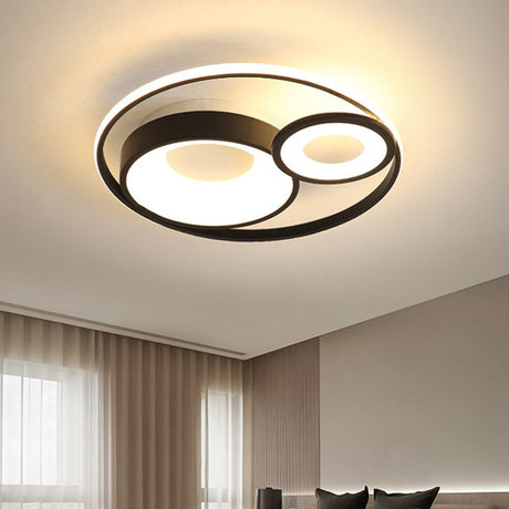 Metallic Nordic Led Flush Mount Ceiling Light - 3 Circles 16/19.5 Wide Warm/White (Black/White)