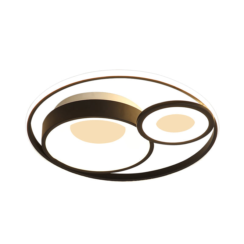 Metallic Nordic Led Flush Mount Ceiling Light - 3 Circles 16’/19.5’ Wide Warm/White (Black/White)