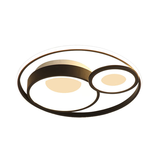 Metallic Nordic Led Flush Mount Ceiling Light - 3 Circles 16’/19.5’ Wide Warm/White (Black/White)