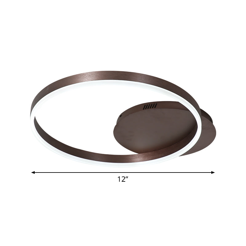 Modern Led Circle Flushmount Ceiling Light - Minimalist Aluminum Coffee Warm/White 12’/16’/8’