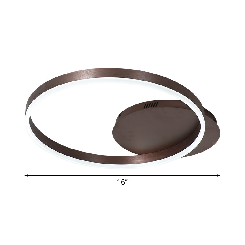 Modern Led Circle Flushmount Ceiling Light - Minimalist Aluminum Coffee Warm/White 12’/16’/8’