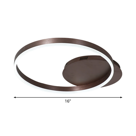 Modern Led Circle Flushmount Ceiling Light - Minimalist Aluminum Coffee Warm/White 12/16/8+16 Width