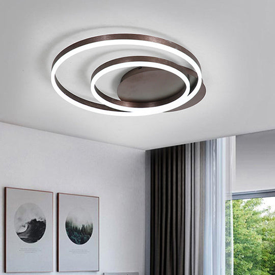 Modern Led Circle Flushmount Ceiling Light - Minimalist Aluminum Coffee Warm/White 12’/16’/8’