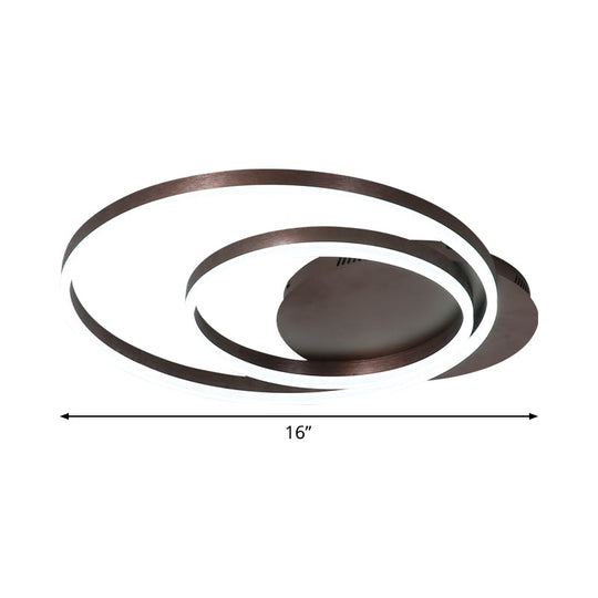 Modern Led Circle Flushmount Ceiling Light - Minimalist Aluminum Coffee Warm/White 12/16/8+16 Width