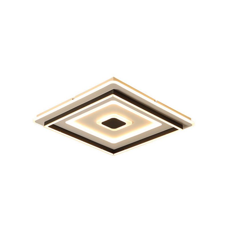 Modern Acrylic Square Flushmount Led Ceiling Light In Black - 18/21.5 Wide Warm/White