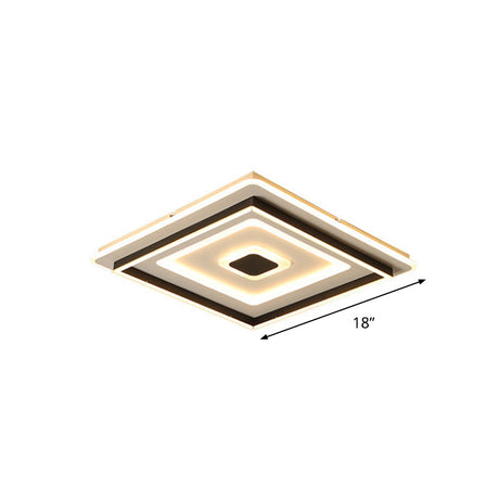 Modern Acrylic Square Flushmount Led Ceiling Light In Black - 18/21.5 Wide Warm/White