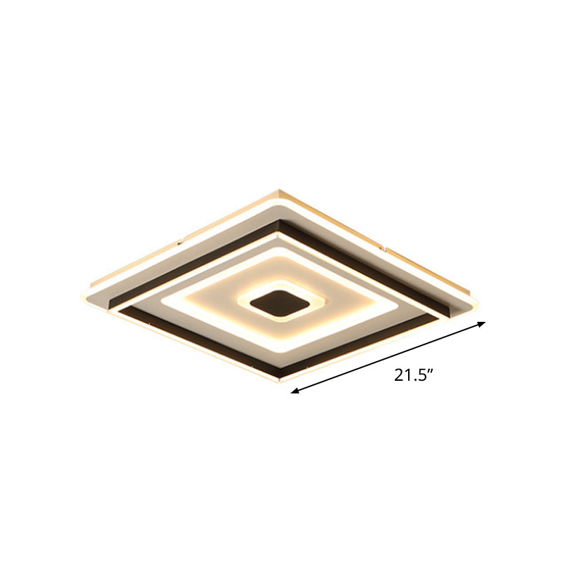 Modern Acrylic Square Flushmount Led Ceiling Light In Black - 18/21.5 Wide Warm/White